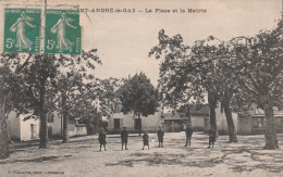 38  SAINT-ANDRE-le-GAZ     La Place Et La Mairie     SUP.  PLAN 1914        RARE - Saint-André-le-Gaz