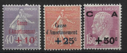 France 1928 N°249/51* Caisse D'amortissement. Cote 107€. - 1927-31 Caisse D'Amortissement