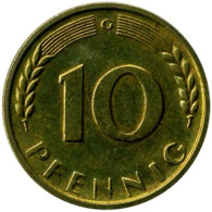 Germany - 1950 - KM 108 - 10 Pfennig - Mintmark "G" - Karlsruhe - VF - Look Scans - 10 Pfennig