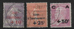 France 1928 N°249/51 Oblitérés. Caisse D'amortissement. Cote 85€. - 1927-31 Cassa Di Ammortamento