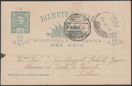 Stationery Card - 1899. Braga To Lisboa -|- Portugal E Hespanha - D. Carlos 10 Rs. - Cartas & Documentos