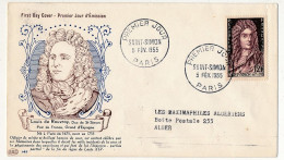 FRANCE => FDC 12F Saint-Simon - Premier Jour - Paris - 5 Février 1955 - 1950-1959