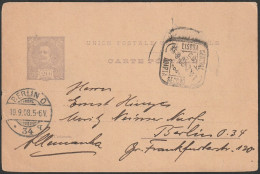 Stationery Card - 1908. Lisboa To Berlin, Alemanha/ Germany -|- D. Carlos 20 Rs. - Brieven En Documenten