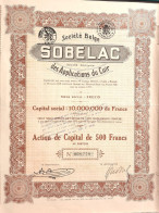 SOBELAC Société Belge Des Applications Du Cuir - Fresin - Action De Capital - 1928 - Textiel