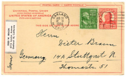 USA GA Postal Card Mit ZF  Oakland  Dec. 31  1956 ~ Stuttgart - 1941-60
