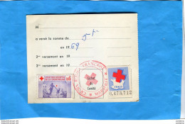 Cotisation Croix Rouge-carte N° 0170712 -1969 Avec Timbre De Cotisation Plus Vignette  N°0473712 - Croce Rossa