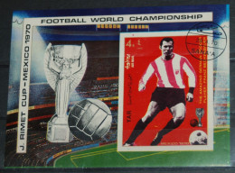 YEMEN REPUBLIC 1970, Football World Cup - Mexico, Sports, Imperf, Mi #B125, Souvenir Sheet, Used - 1970 – Mexico