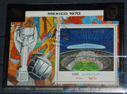 YEMEN REPUBLIC 1970, Football World Cup - Mexico, Sports, Mi #B131, Souvenir Sheet, Used - 1970 – Mexico