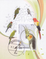 ROMANIA 2011 Mi BL 495 PARROTS Used MINIATURE SHEET - Used Stamps