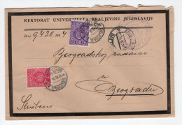 1934. KINGDOM OF YUGOSLAVIA UNIVERSITY RECTORATE IN ZAGREB,OFFICIAL TO BELGRADE,POSTAGE DUE - Portomarken