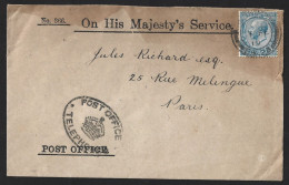 Letter Of Service From Queen England With Obliteration Of Post And Telephone 1919. World War. Dienstbrief Der Königin Vo - 1. Weltkrieg
