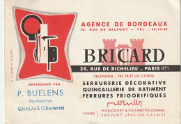 AA+ 36 -(33) BRICARD , RUE DE BELFORT A BORDEAUX - REPRESENTANT P. BUELENS , CHALAIS (16) - SERRURERIE , QUINCAILLERIE  - Shopkeepers