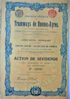 2 X S.A. Cie Générale Des Tramways De Buenos-Ayres - Action De Dividende (1907) - Ferrocarril & Tranvías
