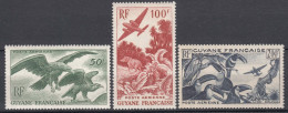 French Guiana, Guyane 1947 Airmail Animals Mi#250-252 Mint Never Hinged Or Very Lightly Hinged - Ongebruikt