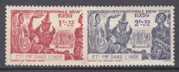 French India, Inde 1939 Yvert#116-117 Mint Hinged (avec Charniere) - Neufs