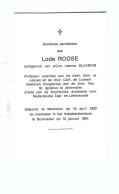 DP Lode ROOSE Professor Univ.Leuven Geboren Mechelen 1920 GestorvenBonheident 1991 - Religion & Esotérisme