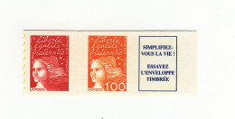 Luquet TVP Rouge Autoadhésif + 1fr Orange + Vignette Type I YT 3101b. Pas Courant, Voir Le Scan. Cote YT : 8 €. - Unused Stamps