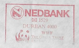 South Africa 1991 Airmail Cover Fragment Meter Stamp Francotyp-Postalia Slogan Nedbank Bank From Durban Panda - Cartas & Documentos