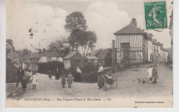 CPA Songeons - Rue Crignon-Fleury Et Rue Simon (jolie Animation Avec Chariot Transportant Gros Bidons De Lait) - Songeons