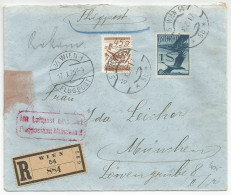 Österreich Austria Flugpost Registered Airmail Cover To Germany München 1925 - Brieven En Documenten