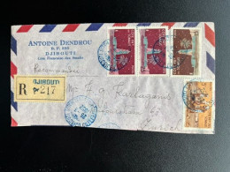FRENCH SOMALILAND DJIBOUTI 1952 REGISTERED AIR MAIL LETTER TO ZURICH 25-03-1952 COTE FRANCAISE DES SOMALIS - Cartas & Documentos