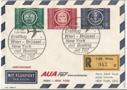 Österreich Austria ANK 955-57 Printed On Registered Aerogramme First Flight To USA New York 1969 FFC - Premiers Vols