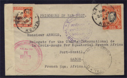 KENYA-UGANDA, 1942, Rare Prisoner Of War Cover, Censured To Int.Red Cross Gabun - Kenya & Ouganda