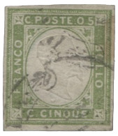 Antichi Stati Italiani - Napoli - Province Napoletane - 5 Cent Verde Giallo Non Emesso Con Buoni Margini - Cinque Es. No - Andere & Zonder Classificatie