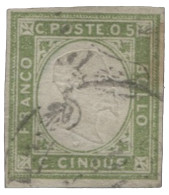 Antichi Stati Italiani - Napoli - Province Napoletane - 5 Cent Verde Giallo Non Emesso Con Buoni Margini - Cinque Es. No - Altri & Non Classificati