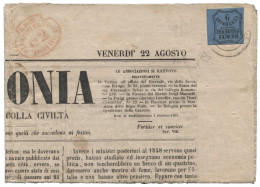 Antichi Stati Italiani - Parma - Giornale Tassato Con 9 Cent Ottimamente Marginato Annullato Con Bollo In Doppio Cerchio - Altri & Non Classificati