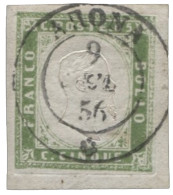 Antichi Stati Italiani - Sardegna - 5 Cent Verde Giallo Con Nitido Annullo Centrale Di Arona - Margini Grandiosi - Eccez - Other & Unclassified