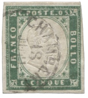 Antichi Stati Italiani - Sardegna - 5 Cent Verde Pisello Bene Marginato - Chambery - Em.D + AD + Raybaudi - (13c) - Altri & Non Classificati