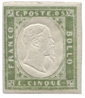 Antichi Stati Italiani - Sardegna - 5 Cent Verde Oliva Grigiastro Chiaro Bene Marginato - AD + Raybaudi - (13Bd) - Other & Unclassified