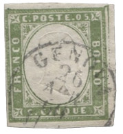 Antichi Stati Italiani - Sardegna - 5 Cent Verde Oliva Chiaro Con Margini In Ordine - (13Bt) - Altri & Non Classificati