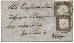 Antichi Stati Italiani - Sardegna - Minilettera Da Brescia  9.11.59 Recante Due Es. Del 10 Cent Bruno Cioccolato Scuro - - Other & Unclassified
