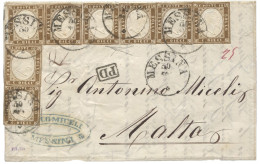 Antichi Stati Italiani - Sardegna - Fresca Lettera Da Messina Per Malts Affrancata Con Otto Es. Taglio Lilliput Del 10 C - Otros & Sin Clasificación