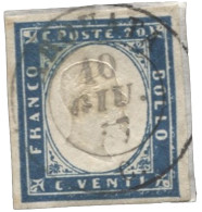 Antichi Stati Italiani - Sardegna - 20 Cent Cobalto Verdastro Bene Marginato - Alghero In DC - AD + Bolaffi - (15e) - Other & Unclassified