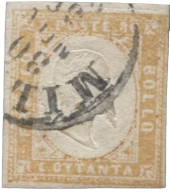 Antichi Stati Italiani - Sardegna - 80 Cent Ocra Arancio Bene Marginato - Milano 30.11.58 - (17b) - Otros & Sin Clasificación