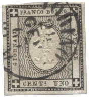 Antichi Stati Italiani - Sardegna - Frammento Con Centesimo Nero Intenso Annullato Torino 24.1.63 - Di Pregio - (19e) - Altri & Non Classificati