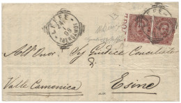 Regno - Umberto I - Lettera Da Leffe 25.1.1895 Affrancata Con Coppia Bordo Di Foglio Non Dentellata Del 10 Cent Umberto  - Otros & Sin Clasificación