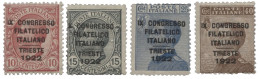 Regno - Vittorio Emanuele III - 1922 Regno - Congresso Filatelico Italiano - Quattro Valori Di Splendida Qualità - Cert. - Autres & Non Classés