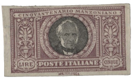 Regno - Vittorio Emanuele III - 1923 Regno - Manzoni 5 Lire Non Dentellato Con Buoni Margini - Cert- Diena - (156d) - Otros & Sin Clasificación