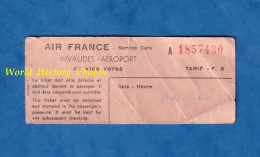 Ticket Ancien Service De Car AIR FRANCE - Trajet Invalides à Aéroport De Paris - A 1857430 - Autocar Autobus - Europa