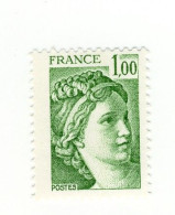 Sabine 1fr Vert YT 1973e Avec Variété Gomme Ultra Brillante "miroir". Superbe, Voir Le Scan. Cote YT : 3 €. - Unused Stamps