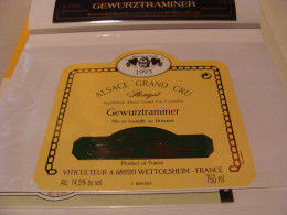 Etiquette De Vin Jamais Collée Wine Label  Weinetikett   1 Etiquettes Alsace Gewurztraminer Barmes Buecher 1993 - Gewürztraminer