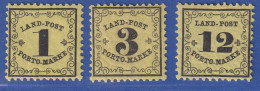 Baden Portomarken 1, 3, 12 Kr. Mi.-Nr. 1-3x Satz Postfrisch **  - Mint