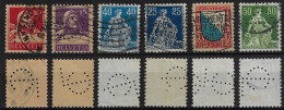 Switzerland 1912/1942 6 Stamp With Perfin LC Weave By AG Leu & Co. Bank In Zurich Lochung Perfore - Gezähnt (perforiert)