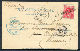 1904 Brazil Rio De Janeiro Postcard, GB PAQUEBOT - Redirected France Vienne, Wien Vienna Austria Via Lisbon Portugal  - Covers & Documents