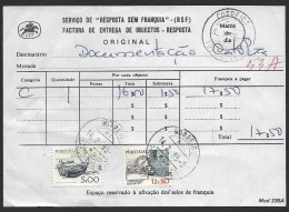 Portugal Document Timbré Avec Cachet A Date RSF Réponse Payée 1985 Date Stamp Business Reply Service - Storia Postale