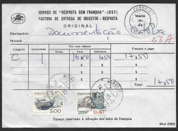 Portugal Document Timbré Avec Cachet A Date RSF Réponse Payée 1985 Date Stamp Business Reply Service - Marcophilie